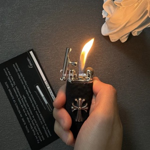 十字架复古新型可充气打火机砂轮火石滑轮创意耐用明火高端火机