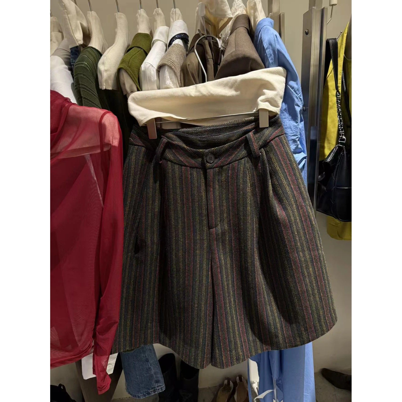 2025年秋季新款韩版时尚百搭显瘦气质高腰条纹五分裤女阔腿休闲裤,女装/女士精品,休闲裤,淘宝优惠券,粉丝福利购,淘宝优惠卷