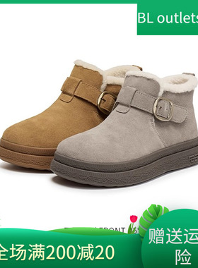 国内专柜正品2025冬款百丽雪地靴圆头厚底加绒保暖女鞋E4K1 E4K1D
