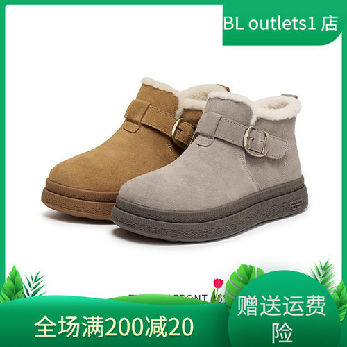 百丽雪地靴圆头厚底加绒保暖女鞋