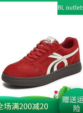 天美意25秋平底复古红色阿甘德训鞋女休闲运动板鞋CEL21CM5