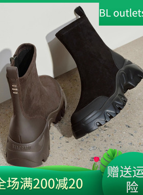 思加图2025新款交响海豚运动靴棕色中靴厚底增高瘦瘦靴女EIX03DZ5