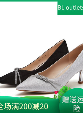 国内专柜正品2026春款百丽浅口水钻尖头细高跟通勤女鞋F1U1 F1U1D