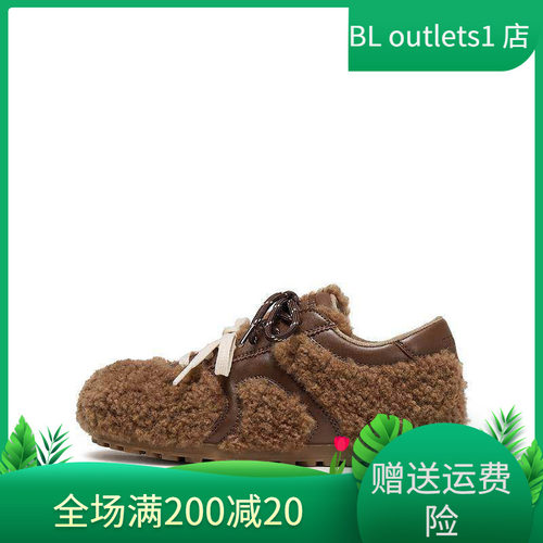 思加图2025冬季新款复古毛毛鞋德训鞋保暖平底鞋加绒女鞋S2901DM5