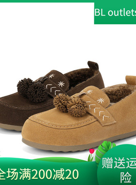 森达松果毛毛鞋女25冬新商场同款保暖真皮毛绒雪地靴棉鞋XTM01DA5