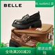 2025秋款 百丽鎏金乐福鞋 牛皮厚底JK女单鞋 国内专柜正品 E1Y1 E1Y1D