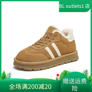 新款 TATA他她复古休闲德训鞋 2024冬季 加绒保暖毛毛鞋 6JM01DM4 女鞋