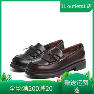 E8L1 国内专柜正品 牛皮厚底蝴蝶结女单鞋 百丽乐福鞋 E8L1D 2025秋款