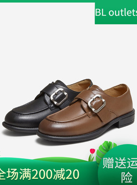 TATA他她女鞋2025年秋时尚休闲鞋女百搭黑色真皮乐福鞋NUT02CM5