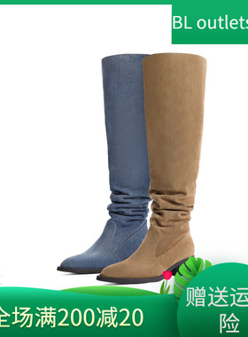 百丽堆堆靴过膝长靴子冬季新款女靴高长靴西部户外牛仔靴BCYA9DC3