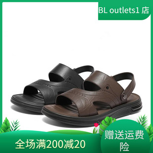 户外凉拖鞋 凉鞋 夏季 男士 8GF01BL4 商场牛皮休闲皮凉鞋 百丽男鞋