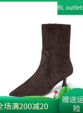 思加图2024冬季新款巴黎小姐中靴时装靴细跟气质女皮靴子9S002DZ4