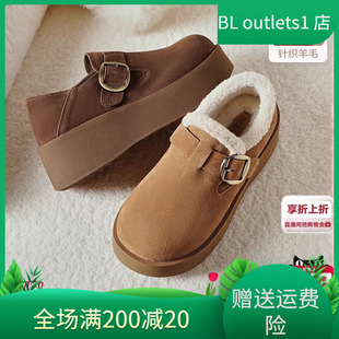 E4S1 国内专柜正品 厚底加绒休闲女鞋 百丽全包勃肯鞋 E4S1D 2025冬款