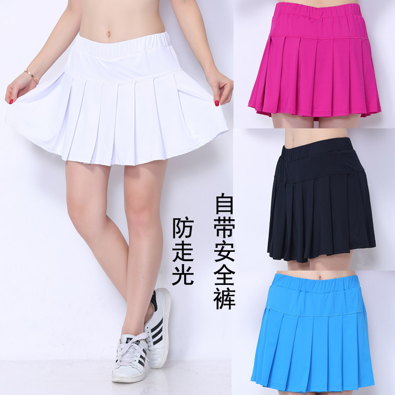 晋冠新款百搭防走光夏季女休闲百褶短裙运动裙半身裙羽毛球网球裙