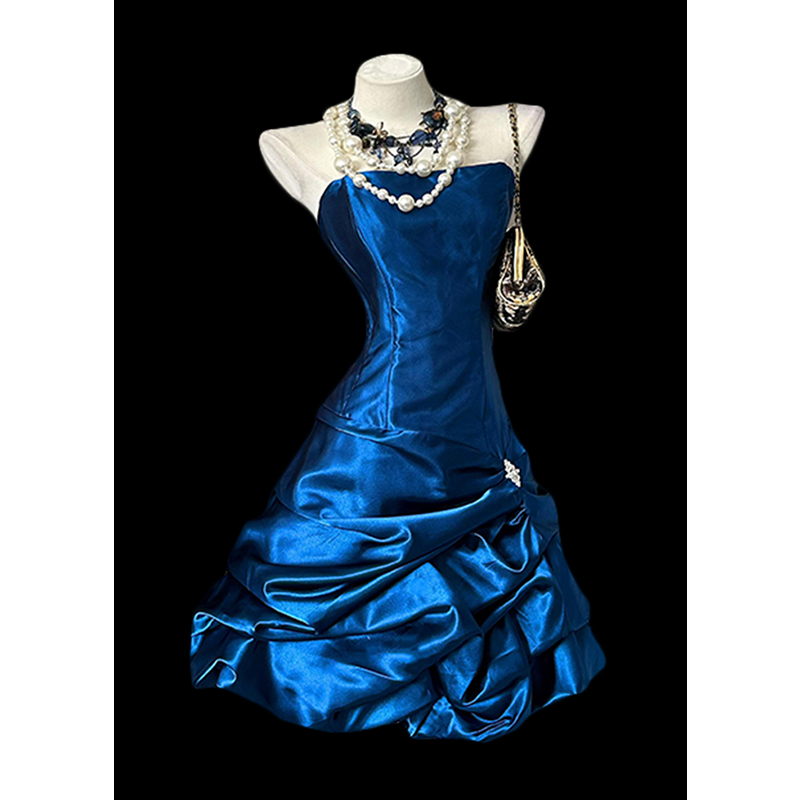 法式复古抹胸短裙女小个子