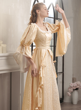 法式复古重工提花缎宫廷风洛可可礼服写真生日宴会森系礼服连衣裙