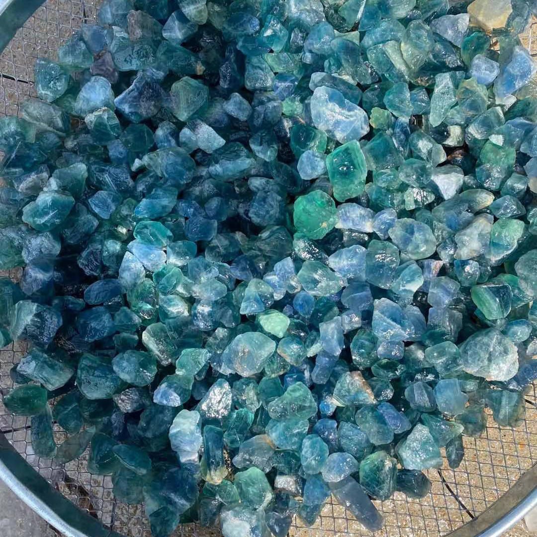 天然水晶原石毛料蓝色萤石原矿摆件鱼缸装饰香薰扩香宝石头造景