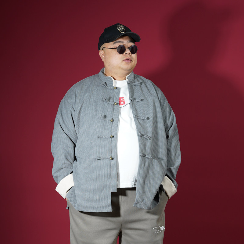 K叔春季新款国潮铜扣盘扣夹克立领帅气休闲大码宽松汉服唐装