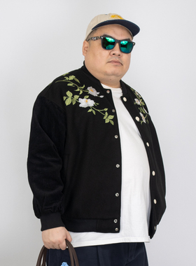 K叔可变花色设计感黑色花卉刺绣棒球服夹克男宽松百搭潮牌外套
