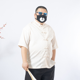 唐装 K叔2024夏季 衬衫 汉服中国风立领休闲短袖 国潮 暗纹海浪个性