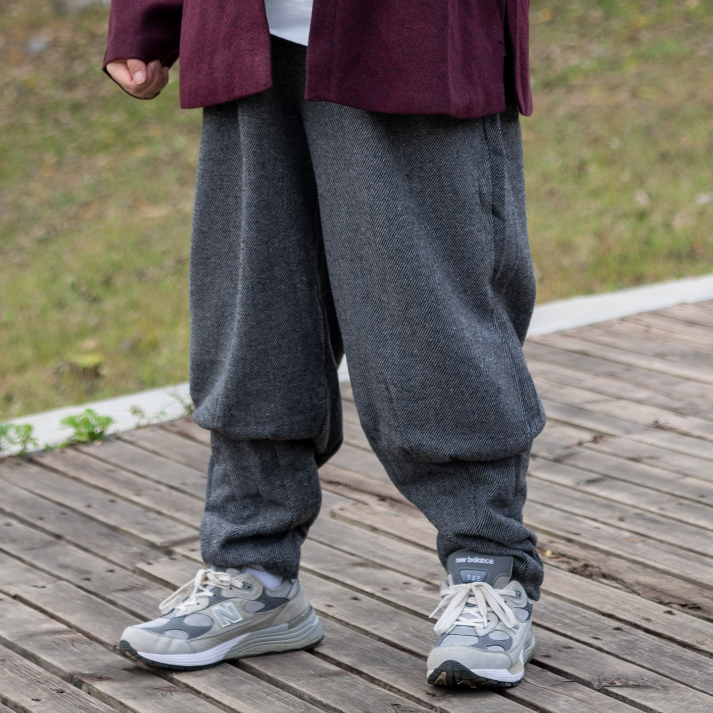 K叔秋新中式冬厚毛呢收口免绑腿禅意拉链收口中国风复古休闲长裤,男装,汉服,淘宝优惠券,粉丝福利购,淘宝优惠卷