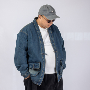 K叔春季新款新中式国潮牛仔服宽松个性时尚复古汉服夹克外套