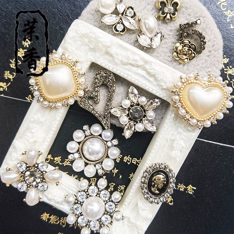 发饰diy材料发夹配件ins花盘小香手工发卡饰品金属珍珠爱心合金