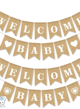 WELCOME BABY 时尚宝宝性别揭示迎婴派对麻布拉旗 BABY SHOWER