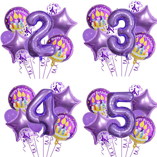 1-9数字气球套装 生日派对紫色 HAPPY BIRTHDAY PT-001