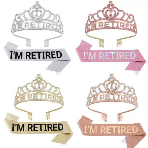 IM RETIRED 退休派对肩带礼仪带皇冠 HG037JD170