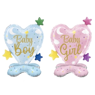 BOY GIRL 时尚宝宝性别揭示迎婴派对站立爱心气球 BABY SHOWER