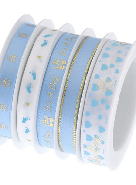 包装带装饰带 BOY BABY SHOWER迎接婴派对蓝色系丝带织带 LFB530