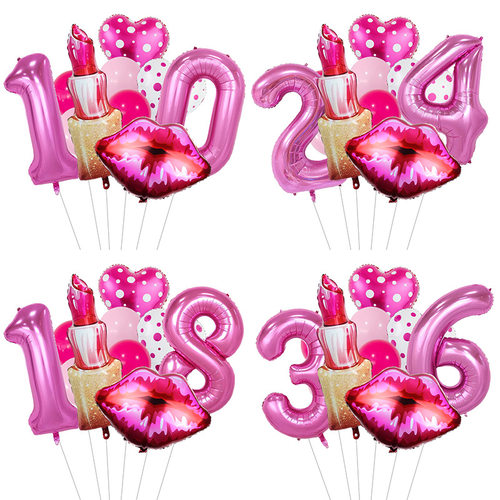 1-9数字气球套装 节日生日派对香吻口红爱心 PT-H024