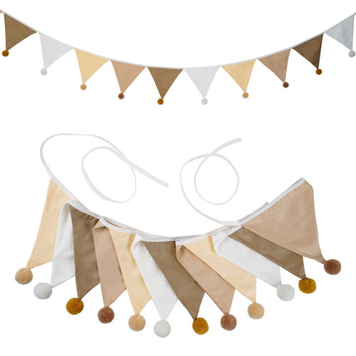 卡其白色系棉布燕尾旗拉花串旗