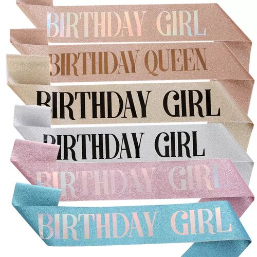 HAPPY BIRTHDAY GIRL QUEEN 女孩女王生日肩带礼仪带 JD014JD015