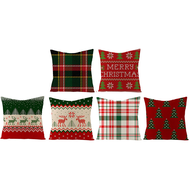 圣诞节抱枕套舒适亚麻靠枕套