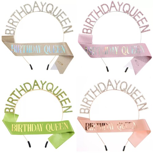 HAPPY BIRTHDAY QUEEN 女王生日肩带礼仪带发箍 FG111JD015