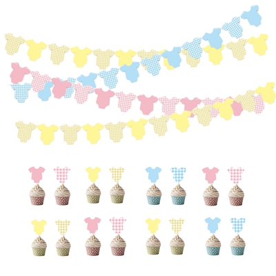 宝宝性别揭示迎婴派对小衣服拉花蛋糕插牌 BABY SHOWER
