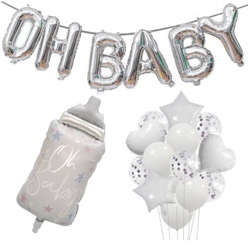 OH BABY 宝宝性别揭示迎婴派对拉旗奶瓶气球套装 BABY SHOWER