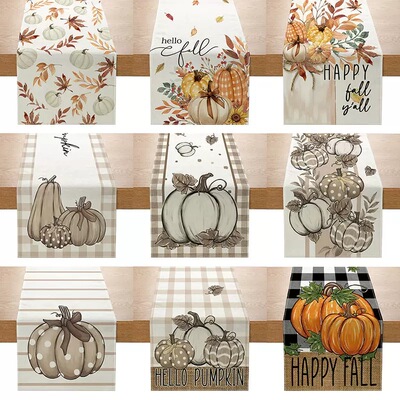 秋季感恩节桌旗 仿亚麻质感布艺餐垫 THANKS GIVING JZ