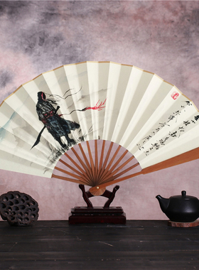 寒江孤影手绘国画创意水墨宣纸