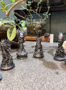 3D打印哥特式国际象棋摆件（一套6枚）骷髅主题造型！(排单打印)