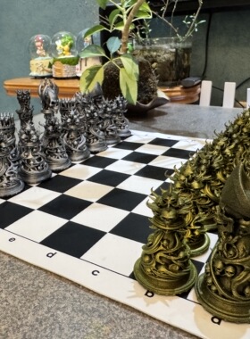 3D打印哥特式国际象棋摆件骷髅主题造型（一套32枚）