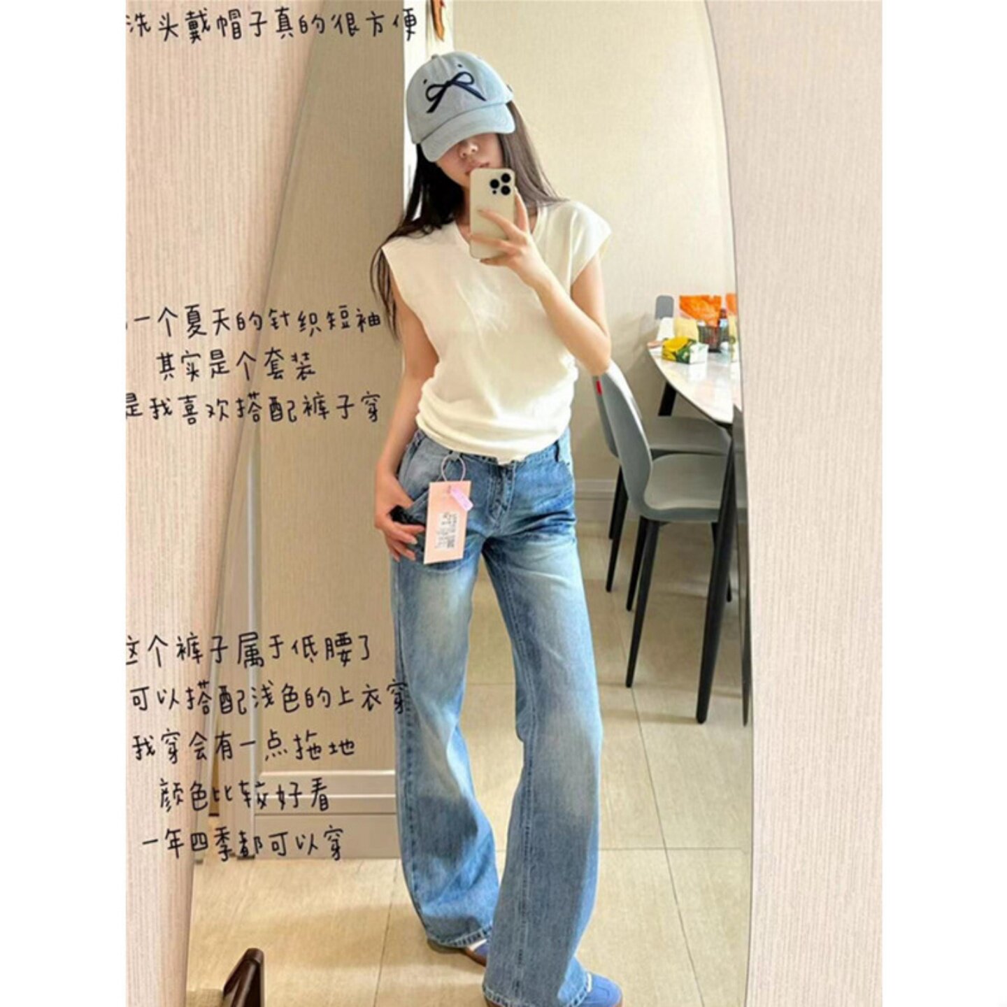 高个子加长美式vintage低腰微喇牛仔裤女春秋季修身显瘦拖地裤子