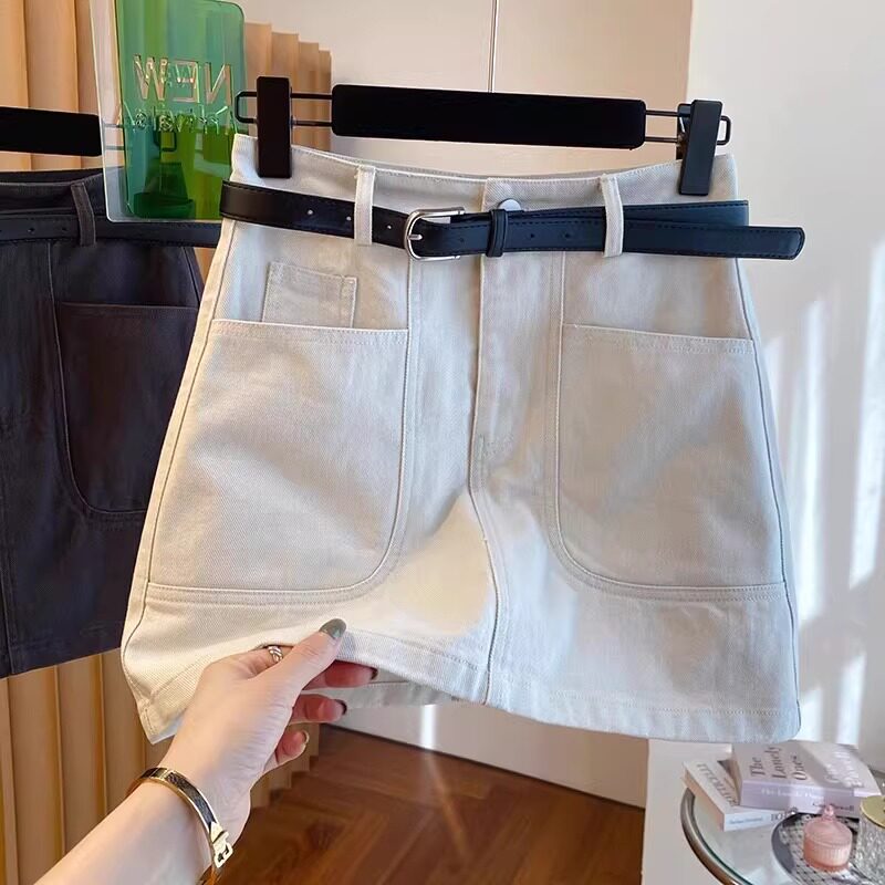 2026新款韩国韩版高级感白色牛仔短裙女夏高腰宽松a字版包臀裙子