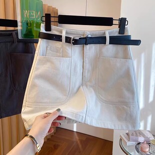 包臀裙子 高级感白色牛仔短裙女夏高腰宽松a字版 2026新款 韩国韩版