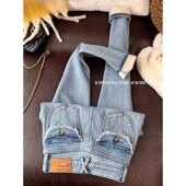 洋气口袋浅蓝加厚加绒高腰牛仔裤 紧身显瘦保暖小脚靴裤 女冬季 新款