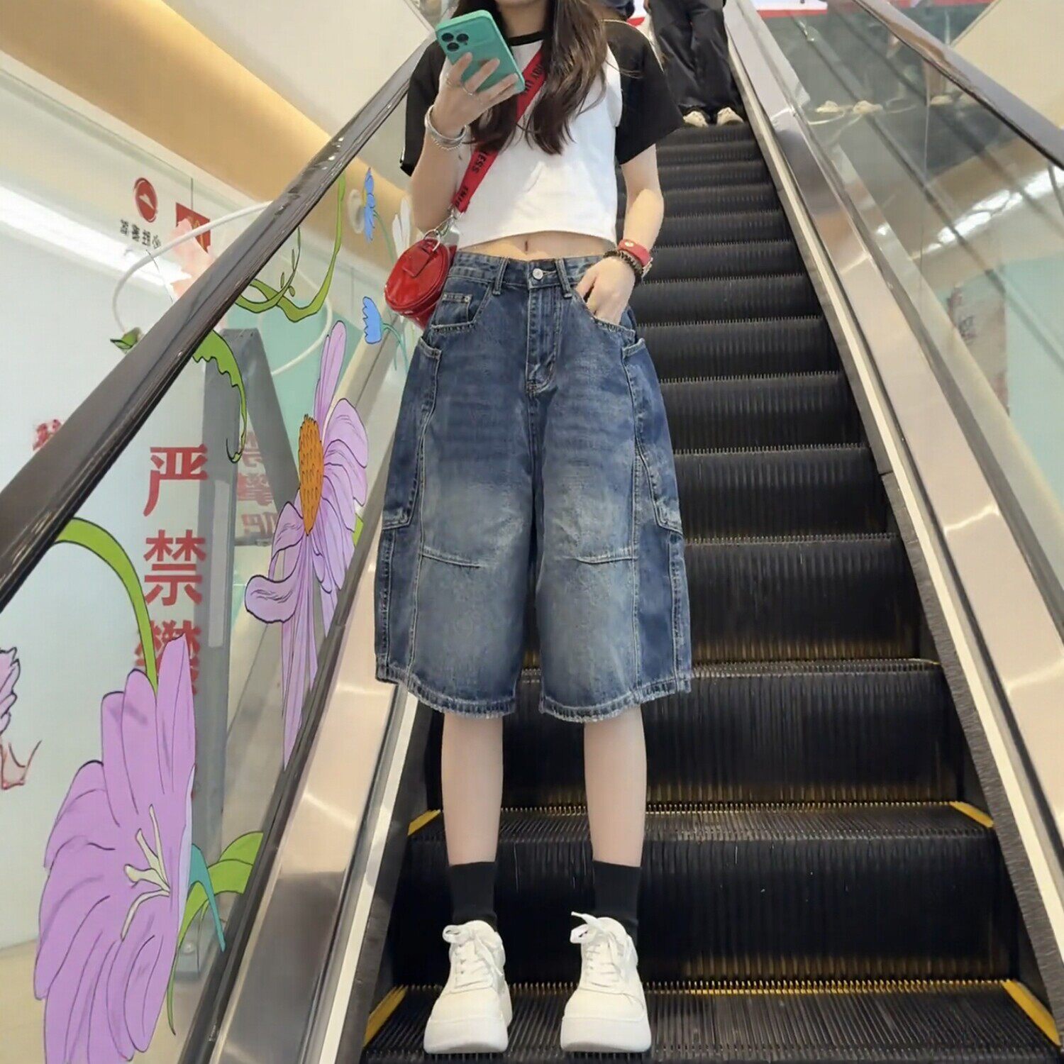 大码牛仔短裤女夏季薄款2026新款夏天美式中裤胖mm显瘦宽松五分裤