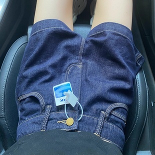 牛貨 復(fù)古深藍(lán)三股明線 高腰A型顯瘦牛仔短褲 女 怎么搭都好看