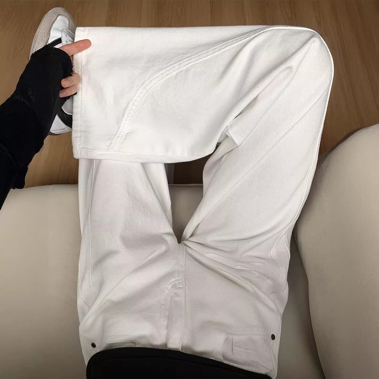 白色阔腿牛仔裤女春季新款大码胖mm梨型身材高腰宽松显瘦弯刀裤子,女装/女士精品,牛仔裤,淘宝优惠券,粉丝福利购,淘宝优惠卷